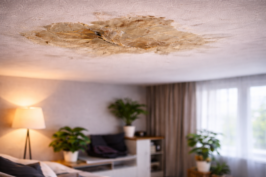 Water Leaking from Ceiling with visible water stains