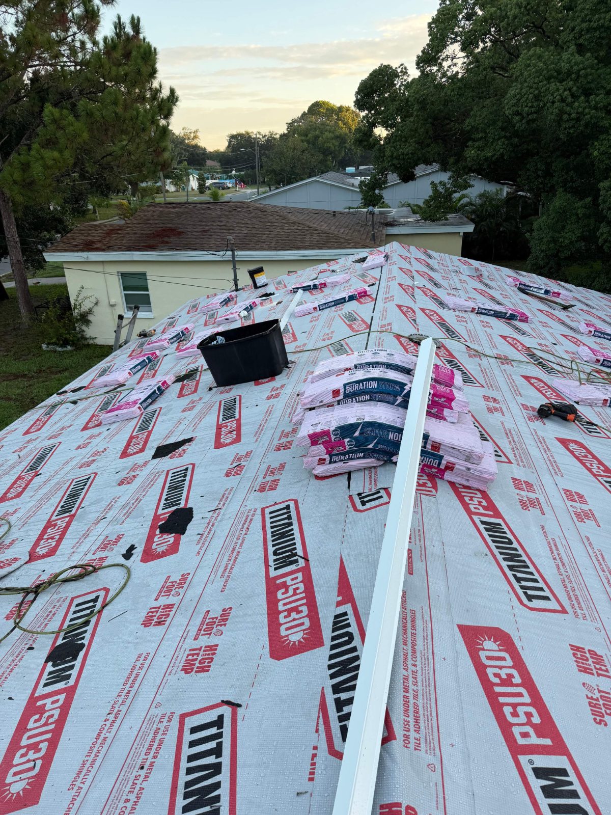 Synthetic underlayment installed on a Dunedin FL re-roof