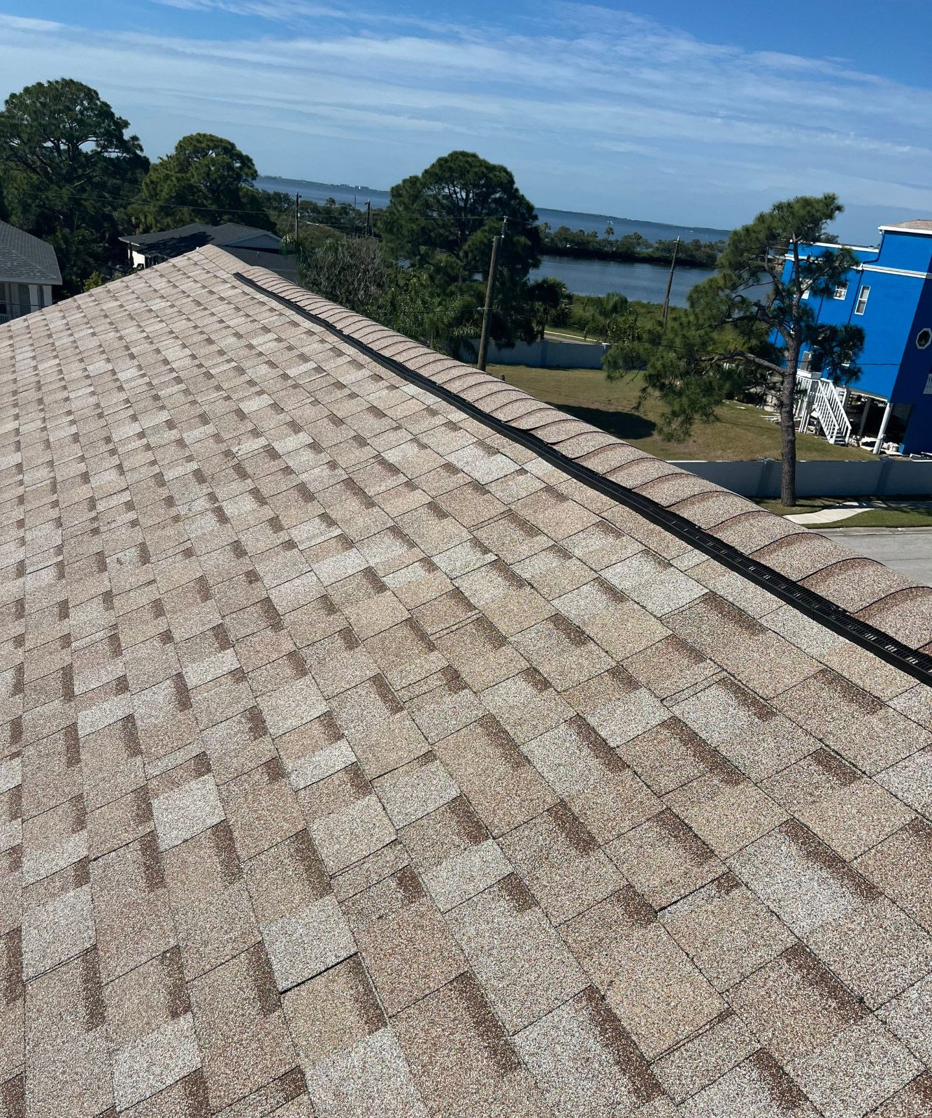 Finished shingle roof with a view of the water in Tarpon Springs FL