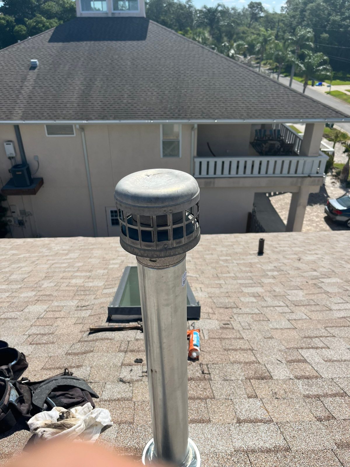 New roof vent and skylight flashing on a Tarpon Springs roof