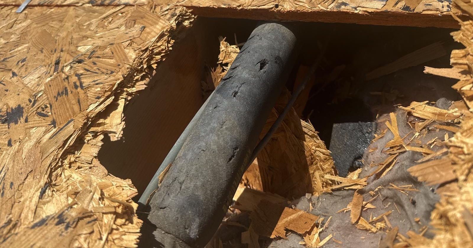 Rotted roof decking around a plumbing vent found during a Tarpon Springs re-roof